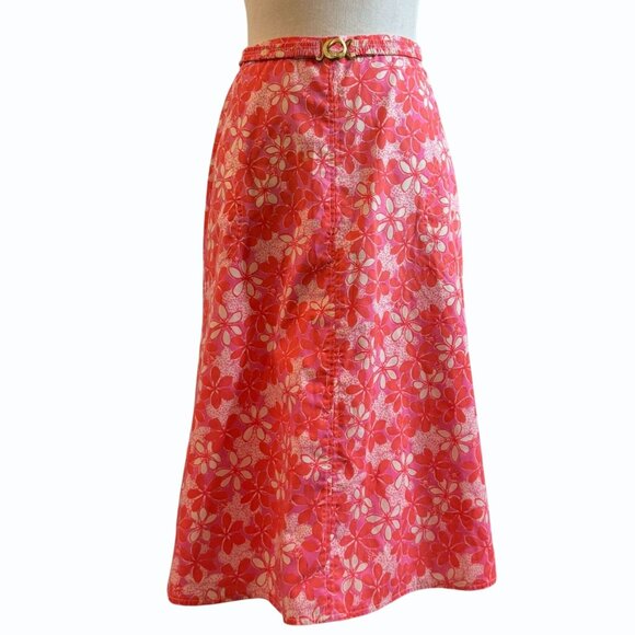 VTG Lilly Pulitzer "The Lilly" Wrap Skirt Size S Pink Ditzy Floral Belted Buckle